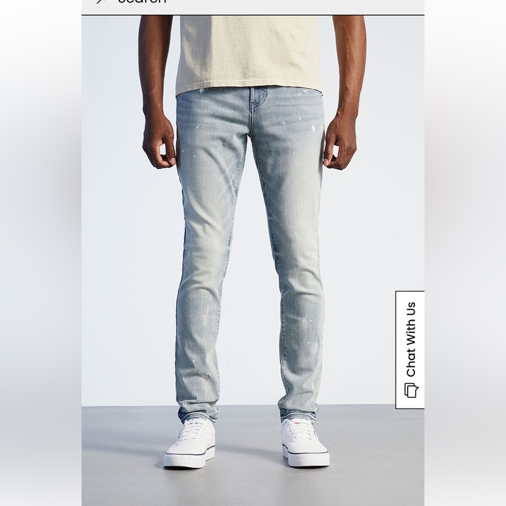 PacSun Men’s Eco Light Wash Painted Stacked Skinny Comfort Stretch Jeans